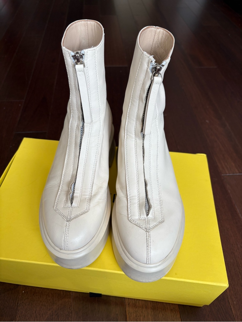 The Row Combat Zipped Boots Beige Natural Color US 8.5 Mid-Calf Boots Pre-Owned - Picture 3 of 16